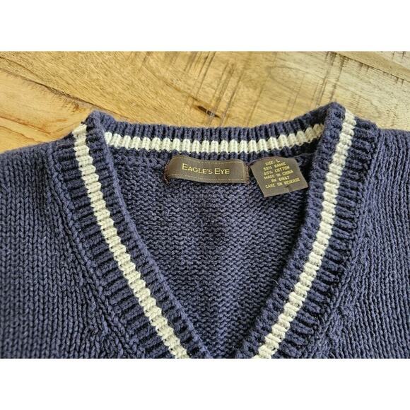 Vintage Eagle's Eye Varsity Cardigan Sweater Women's Size L Nautical Preppy - Picture 7 of 9